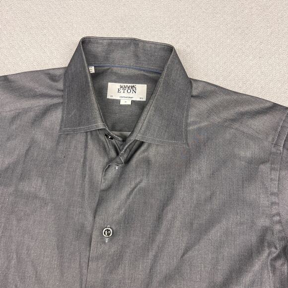 Eton Shirt Mens M Gray Contemporary Slim Fit Button Down Formal Preppy - Picture 3 of 7